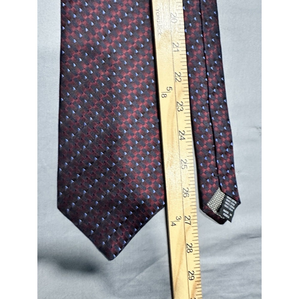 Chas Reed & Co Red/Navy/Black Geometric Silk Neck Tie - Picture 4 of 7
